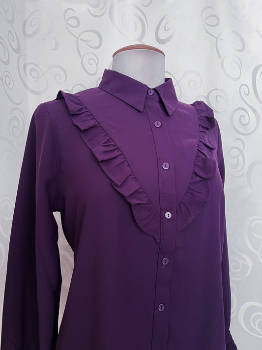 Gothic Jirai Kei dark purple ruffle shirt ππ