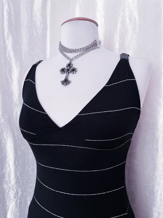 00βs fishbone striped dress β¨