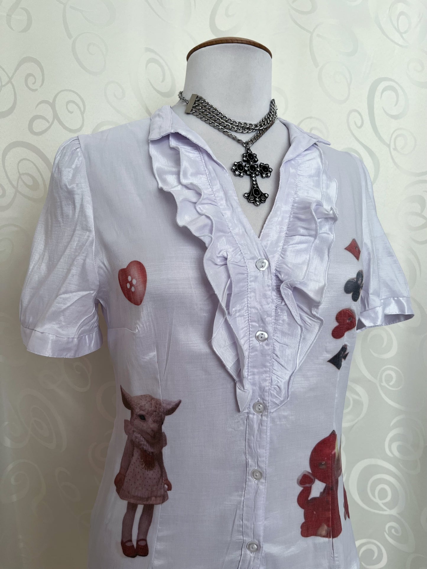 Ace of Hearts Reworked gothic ruffle shirt ♠️♦️