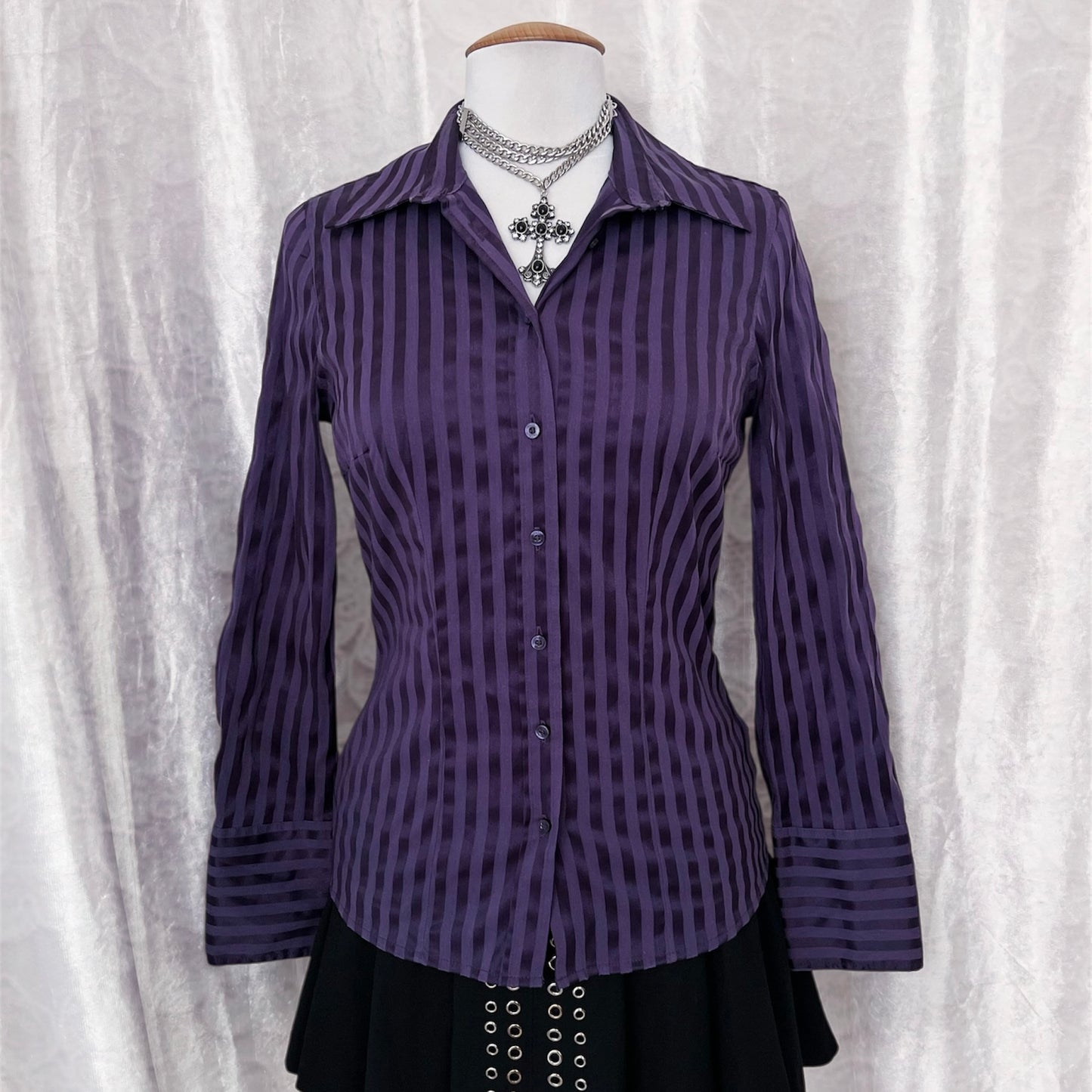 Gothic striped purple shirt ππ