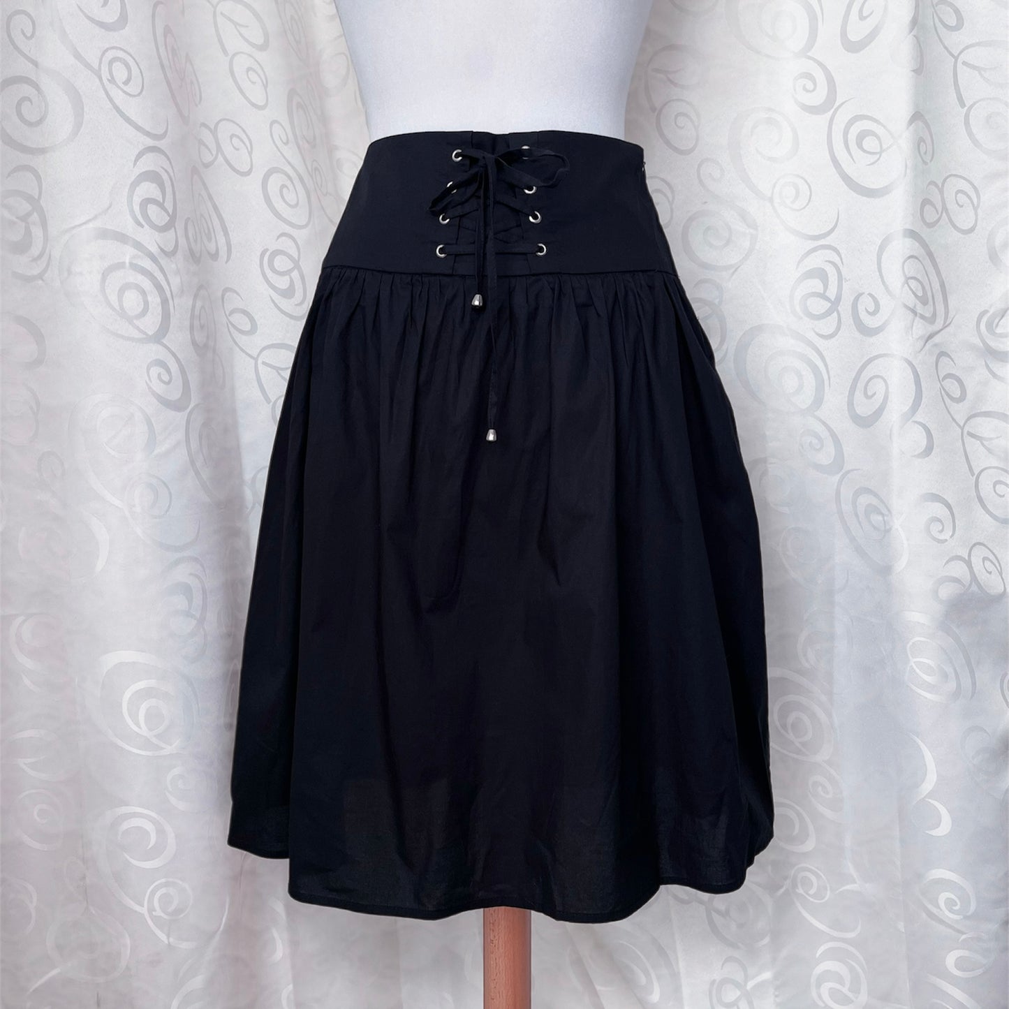 Gothic cotton lace-up midi skirt 🕷️🕸️