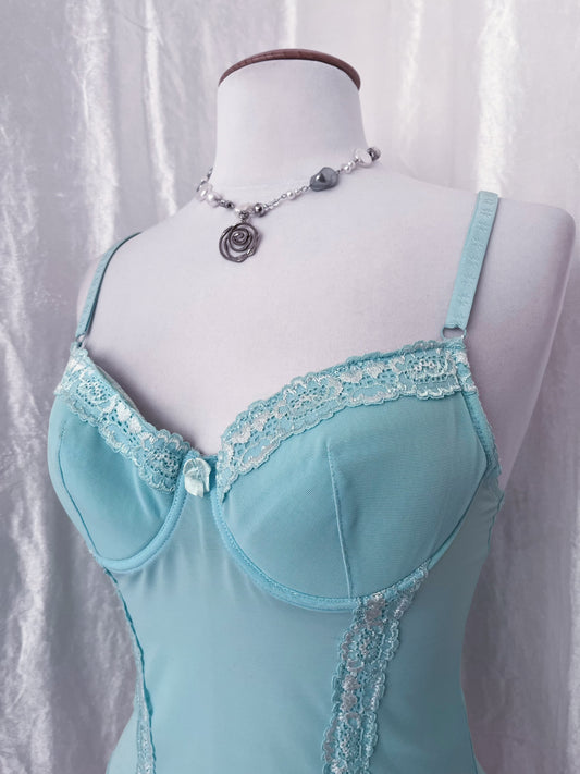 00βs baby blue corset top π¦