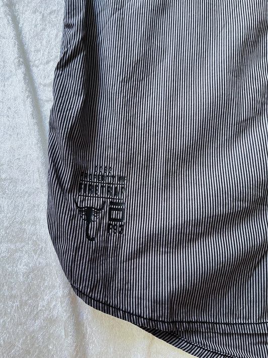 Alt cotton dark grey striped shirt with mini scorpio print on the bottom side 🦂