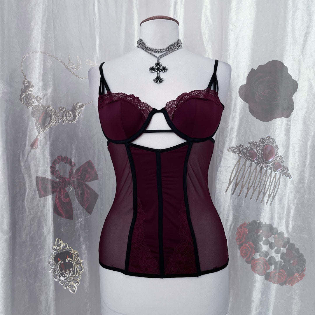 Burgundy hot lingerie corset 🌹