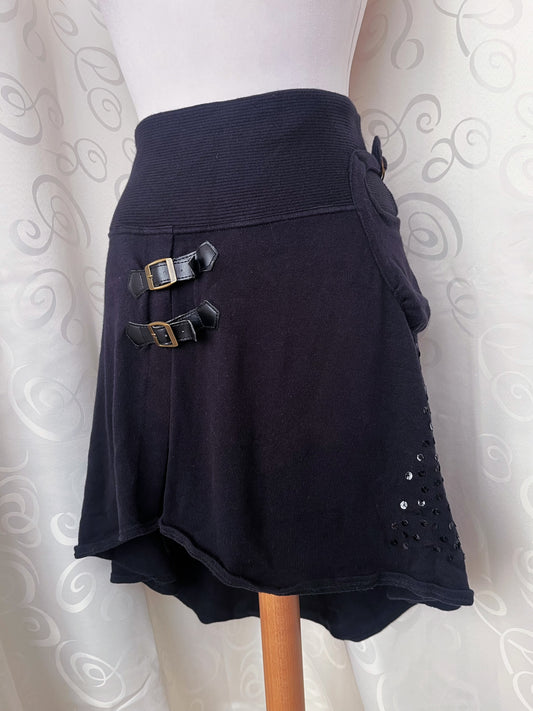 00βs alternative cotton skirt with belt details & embroidered bunnies on the back π