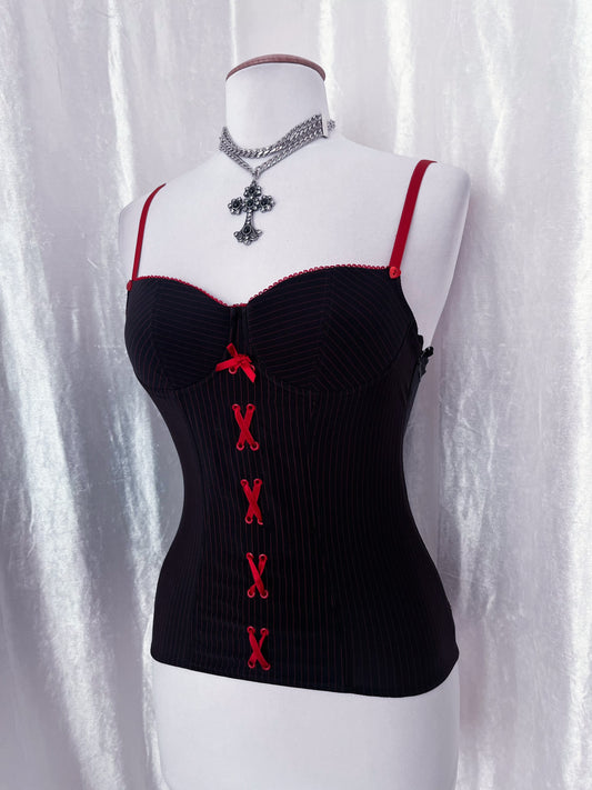 Gothic striped Intimissimi corset up with lace up detail β£οΈ