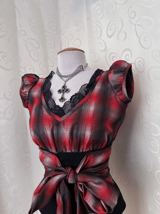 MISS SIXTY 00βs tartan boned top with big bow detail π€β€οΈ