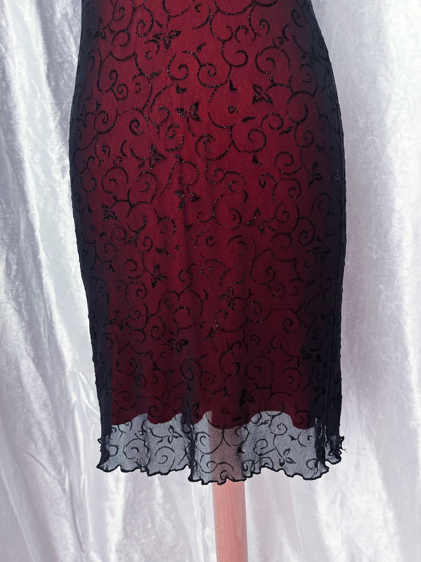 00's iconic mesh & velvet qipao style dress ❤️🖤