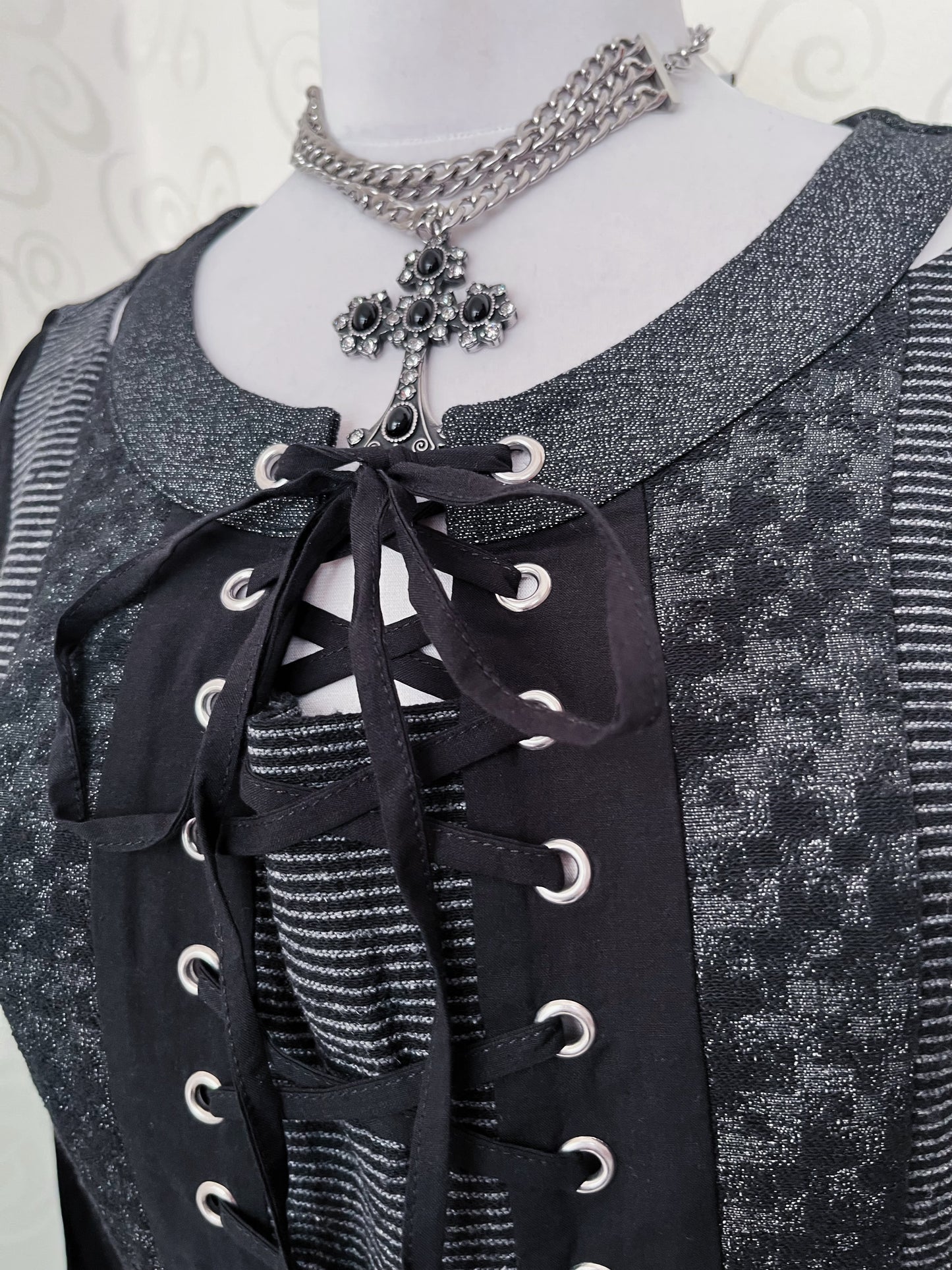 00’s Gothic lace-up patchwork dress 🦇
