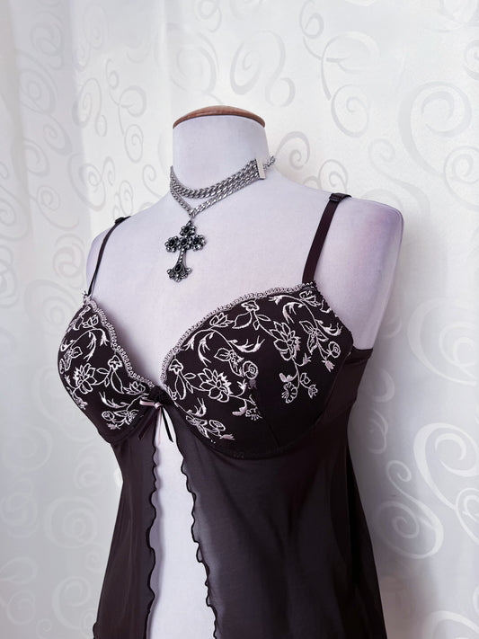 Whimsy fairy brown mesh bustier top 🐌