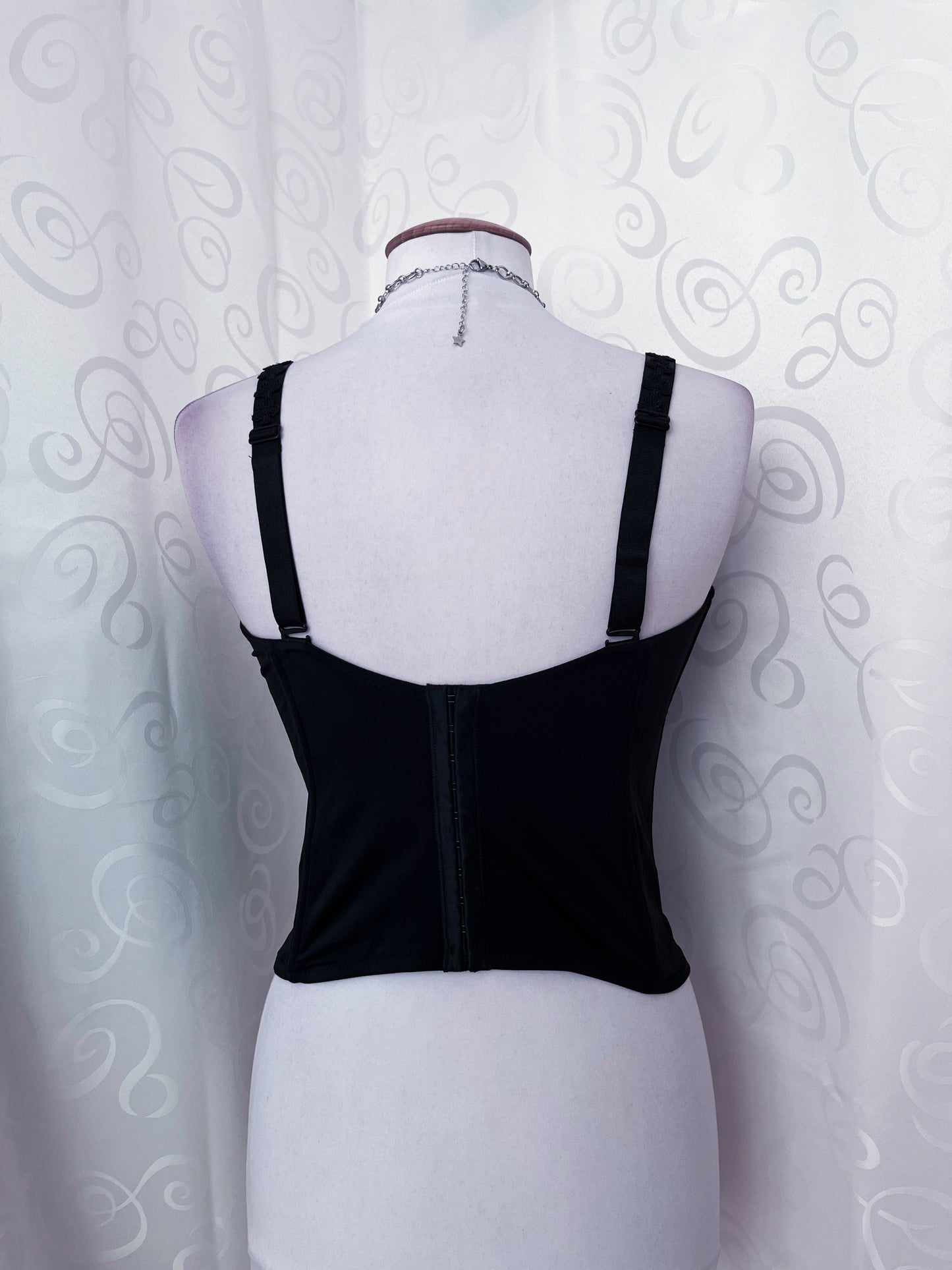 Gothic lace-up black corset 🦇