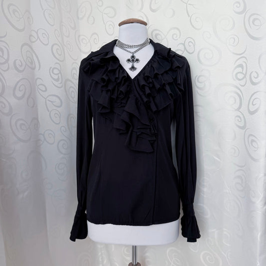 Gothic Victorian/Jfashion style black ruffle shirt 🦇