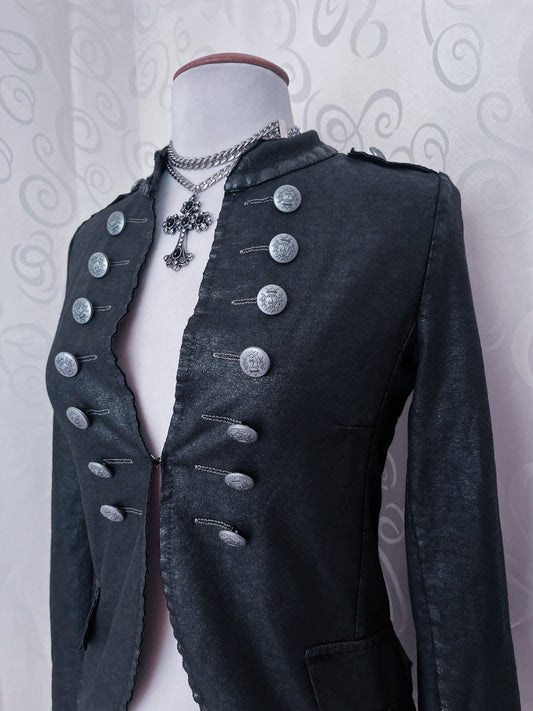 00’s gothic faux leather military jacket 🦇