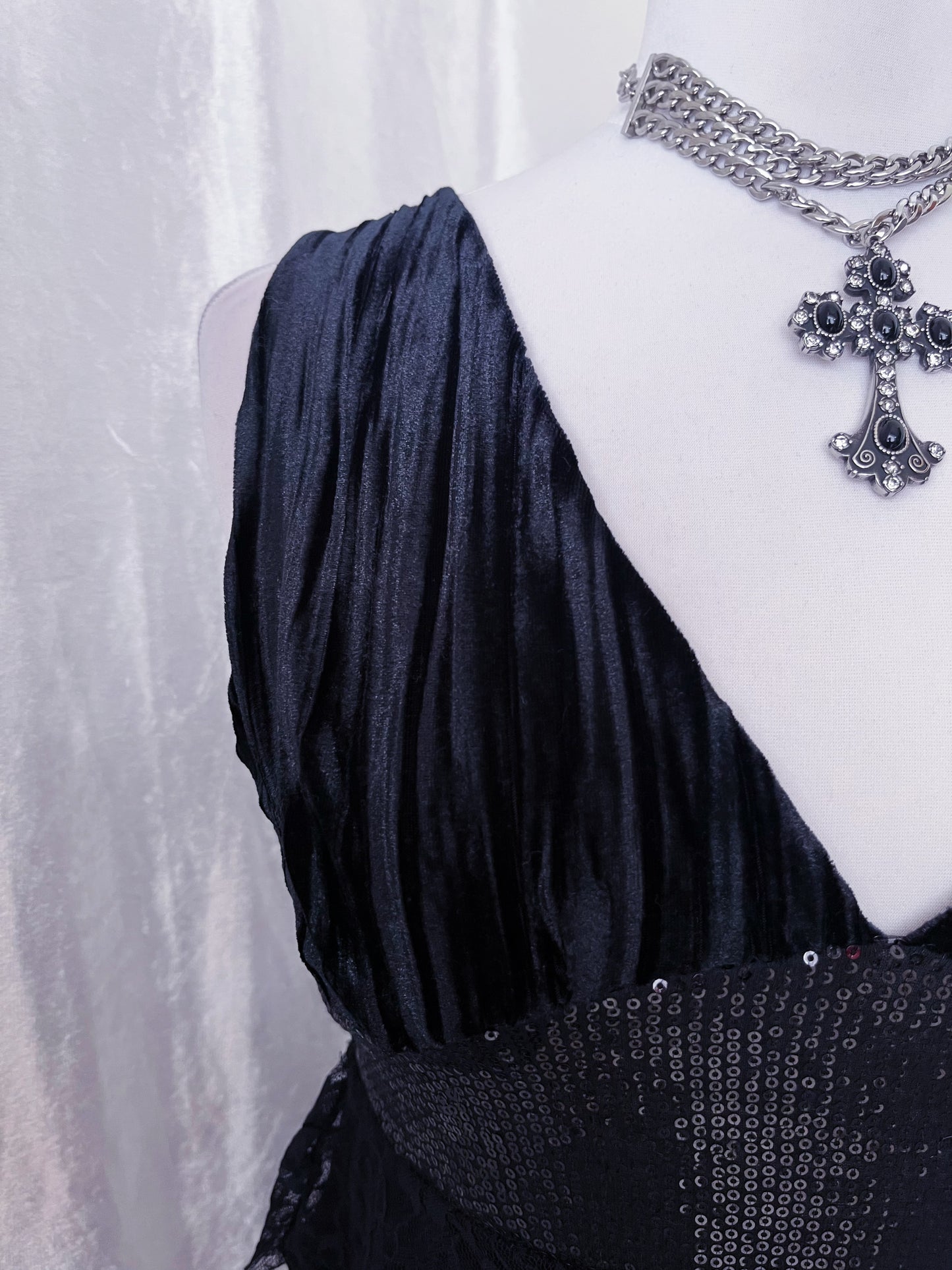 Dark whimsy fairy velvet, lace & sequin top π§π½ββοΈπ¦