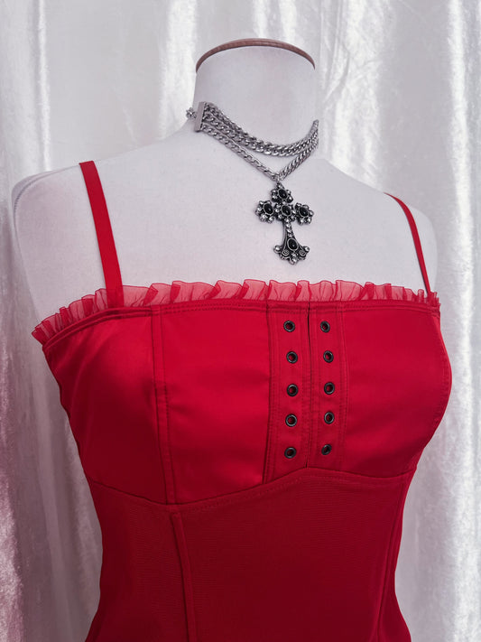 00βs red corset top β¨πΉ