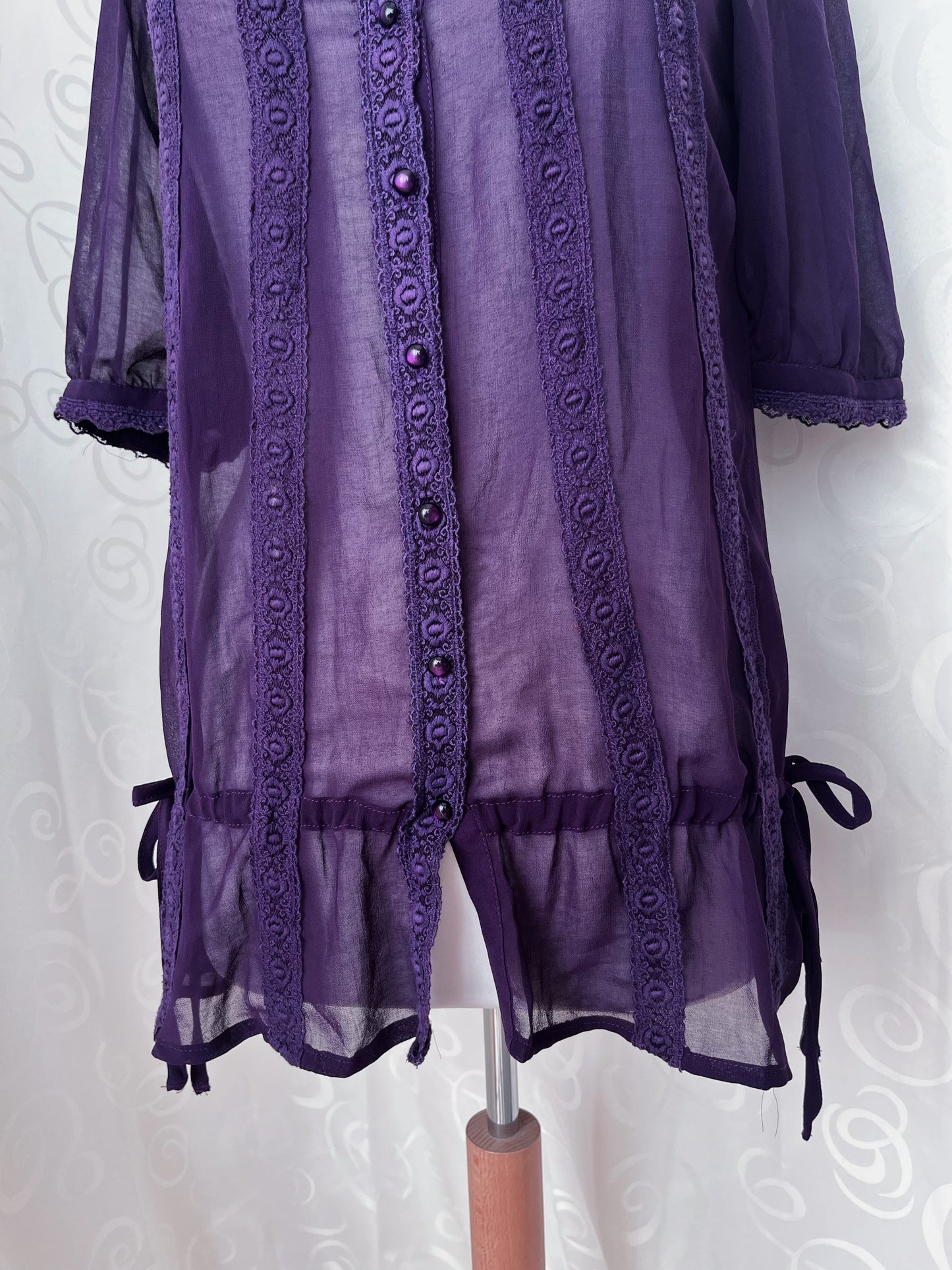 Mesmerising whimsy mesh purple oversize shirt with embroidered details 💜🌀