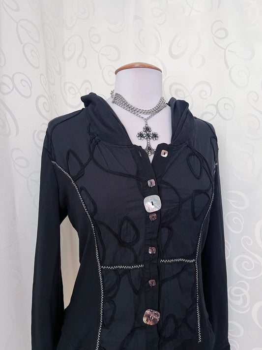 00βs whimsygoth light cotton jacket/shirt with mesmerizing embroidered details ππ
