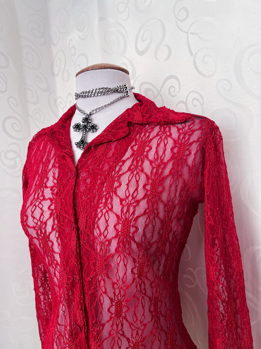 00’s deadstock vampire lacey red shirt 🫀