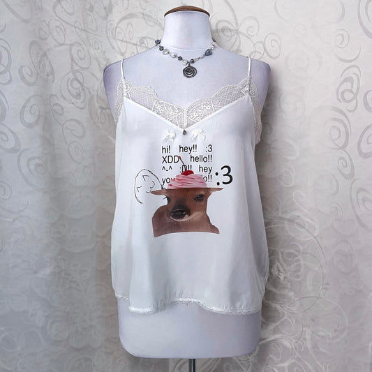 :3 No brain Reworked see-through cami top
