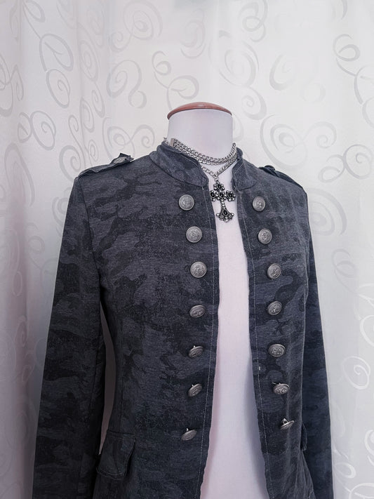 Gothic military style light camo grey blazer