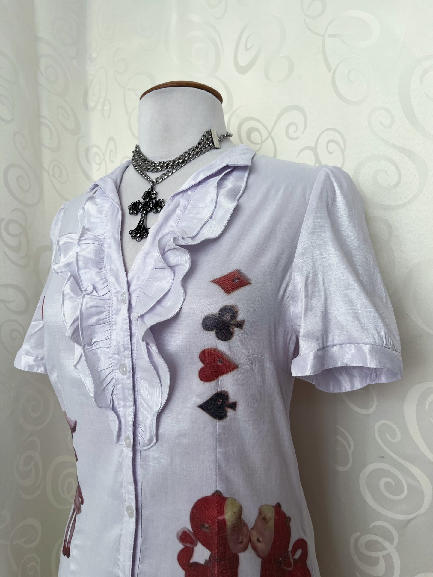Ace of Hearts Reworked gothic ruffle shirt ♠️♦️