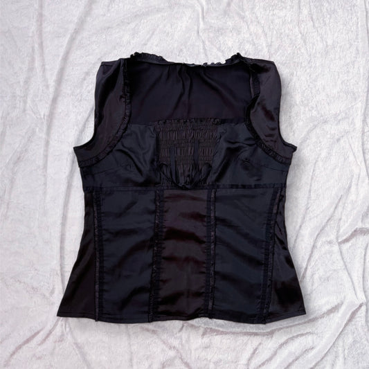 Dark coquette / Horror Protagonist black & brown saten top πποΈ