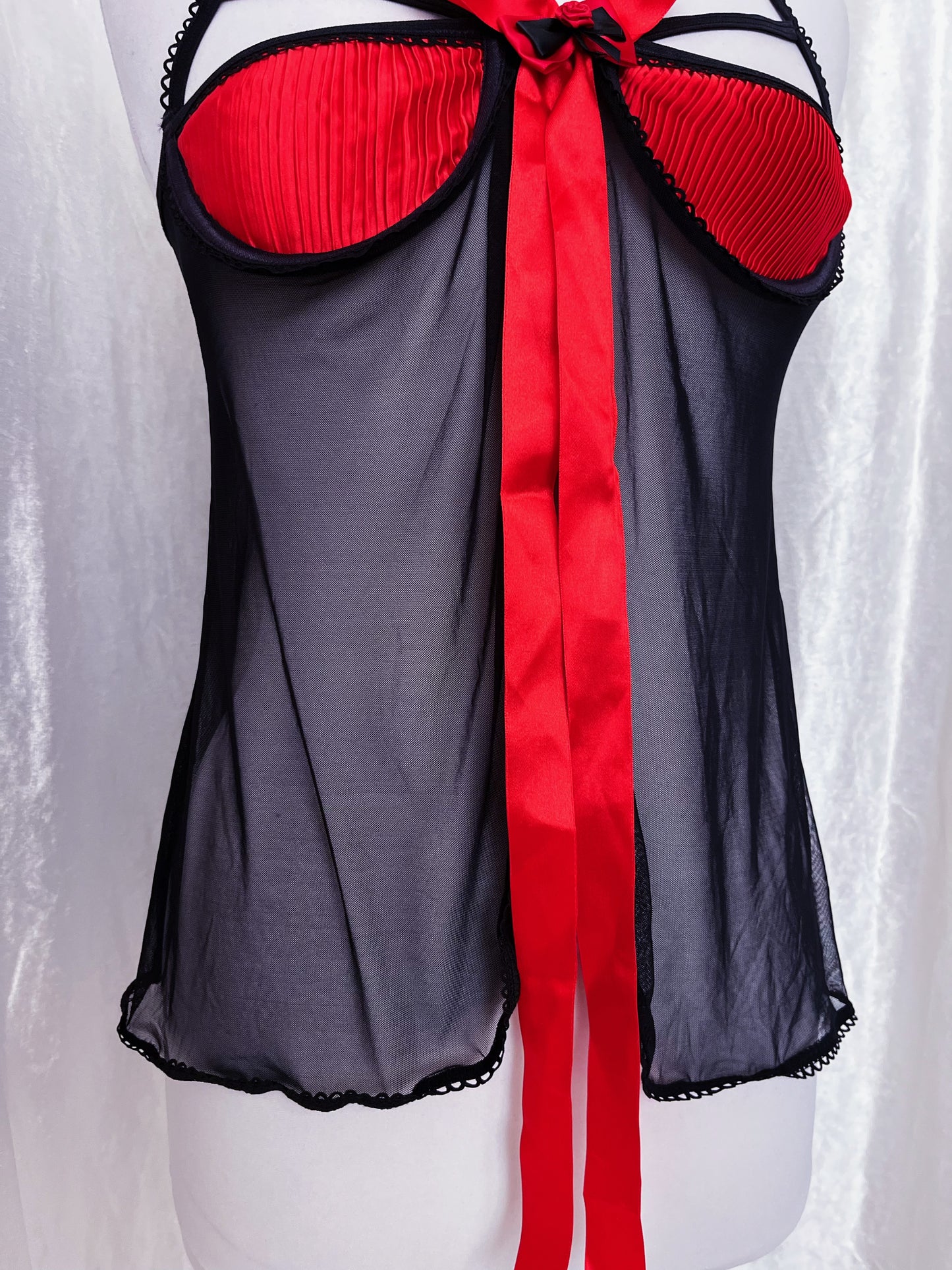 Hot, black & red babydoll top 🌹