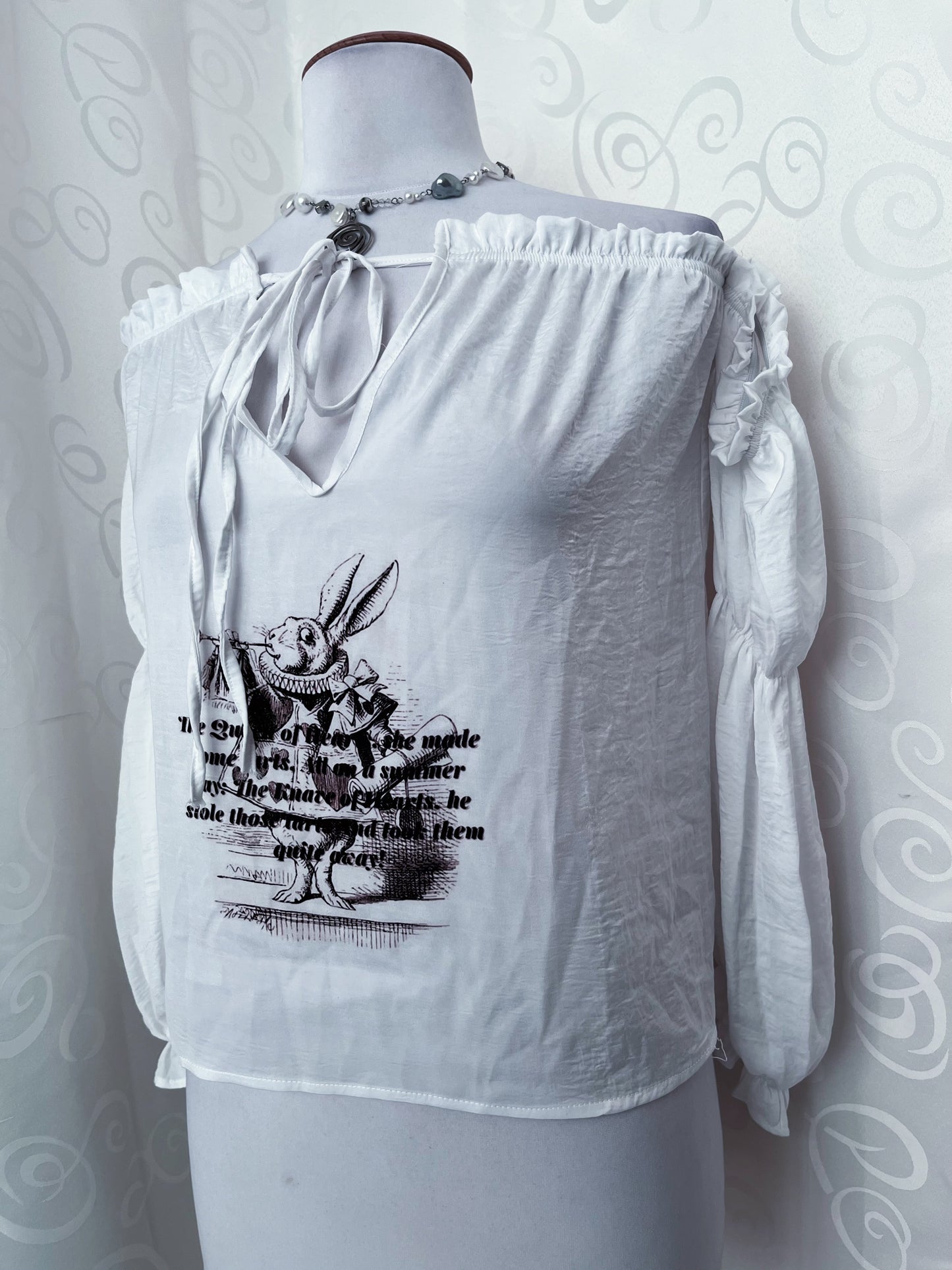 White Rabbit Reworked off shoulder shirt 🐇🕳