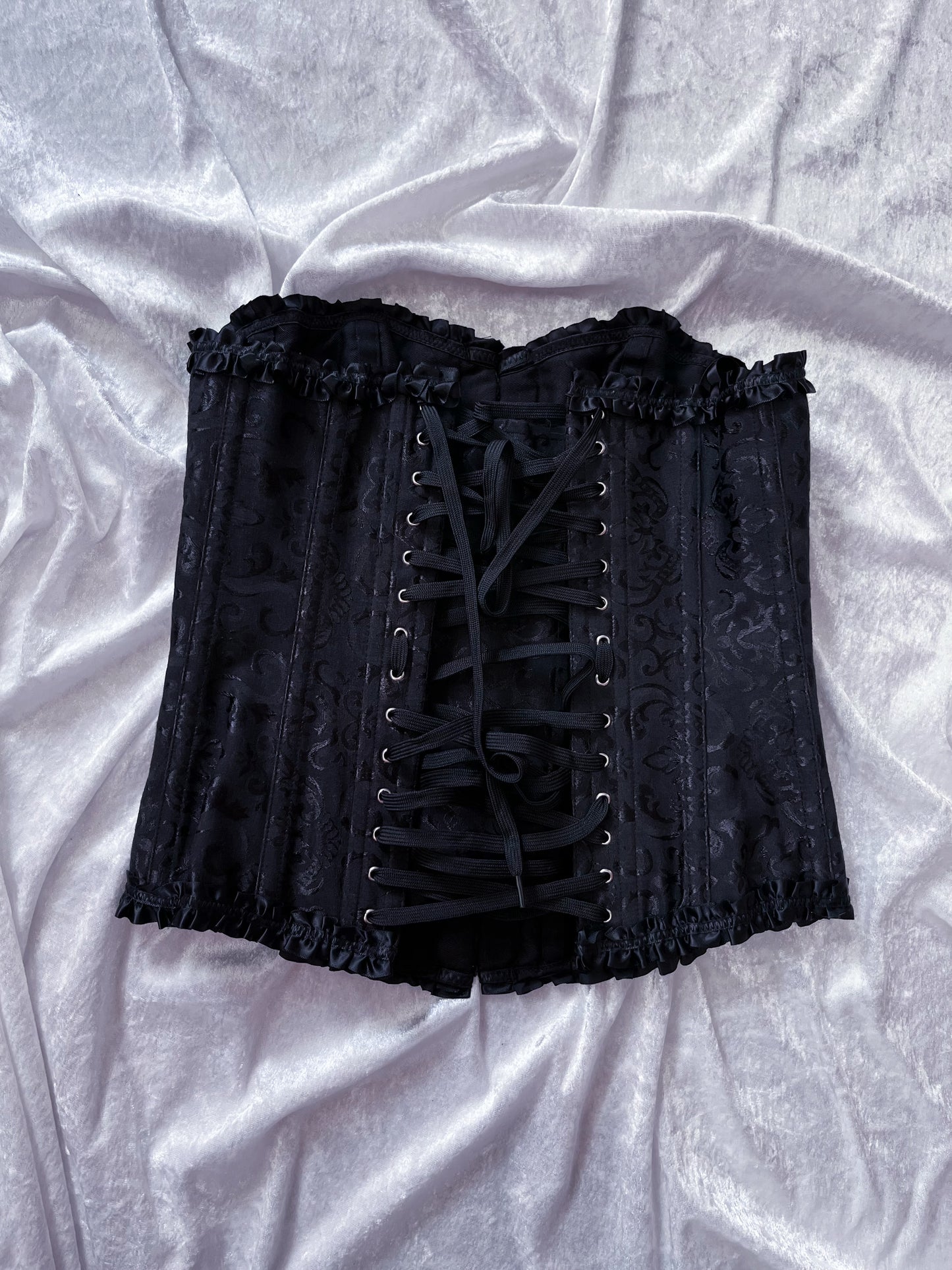 Alcatraz-Gothic black brocade corset 🦇