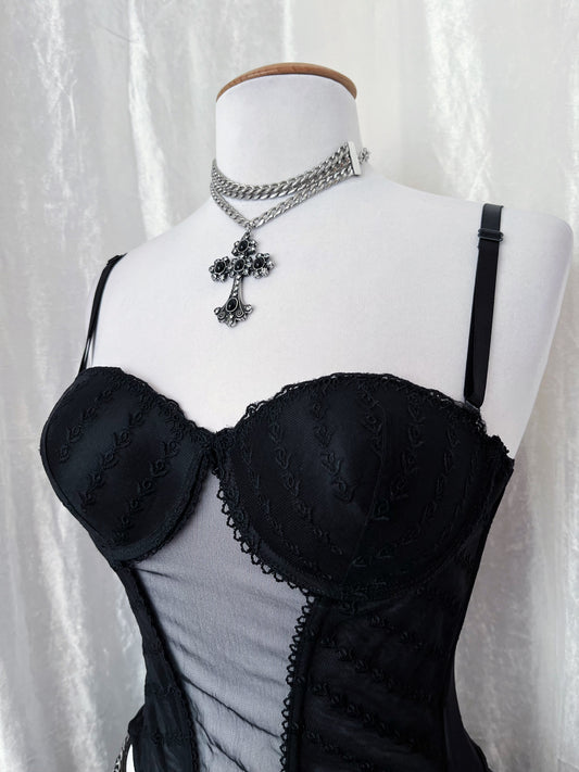 Gothic mesh black corset top πΈοΈπ·οΈ