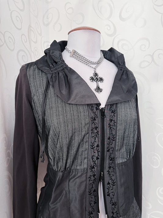 00โs whimsygoth grey zip-up jacket ๐๐ชฝ