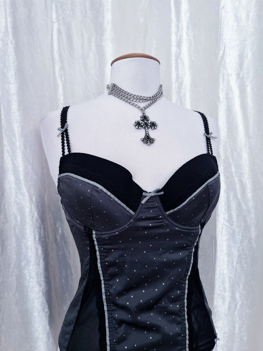 Beautiful dark coquette grey corset top π