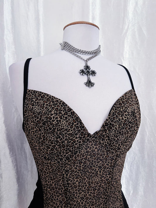 Old H&M leopard print mesh corset ππ€