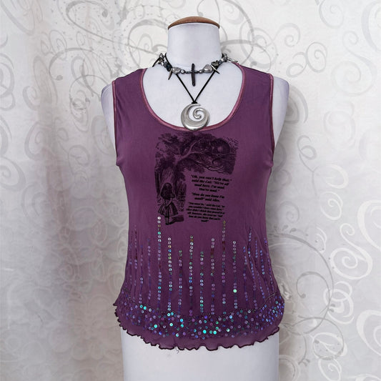 We're All Mad Here Reworked purple top with sequin details ๐ฐ๐๐