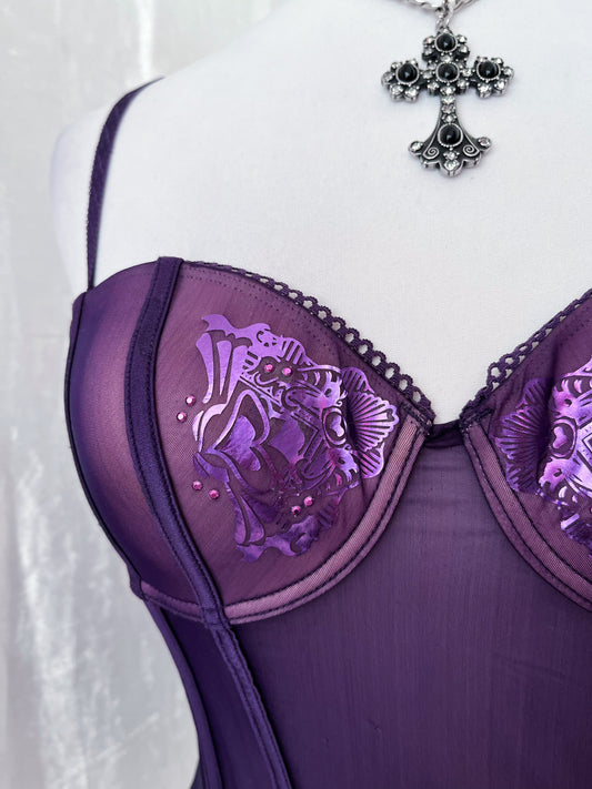 Whimsy fairy purple mesh corset top ๐