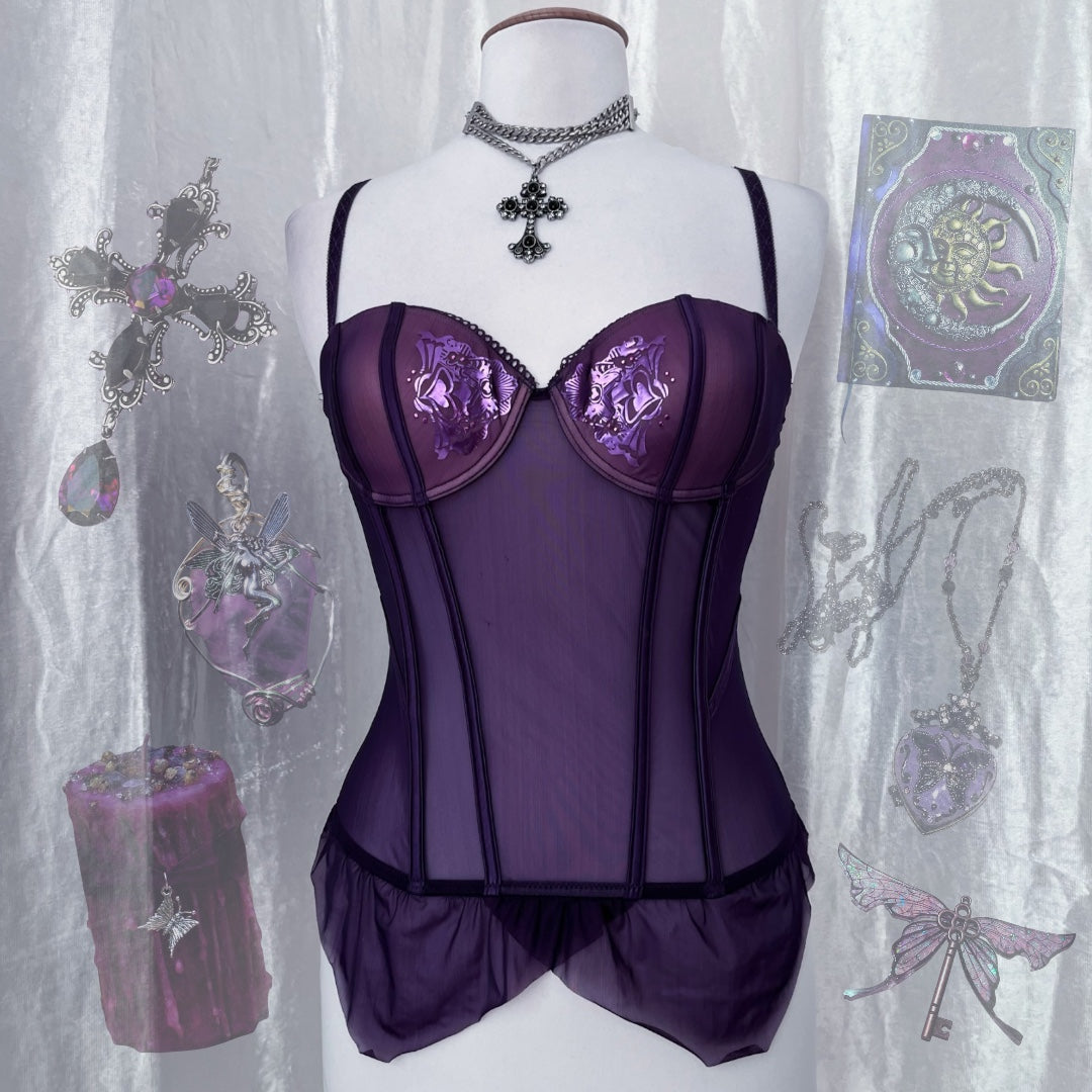 Whimsy fairy purple mesh corset top 💜