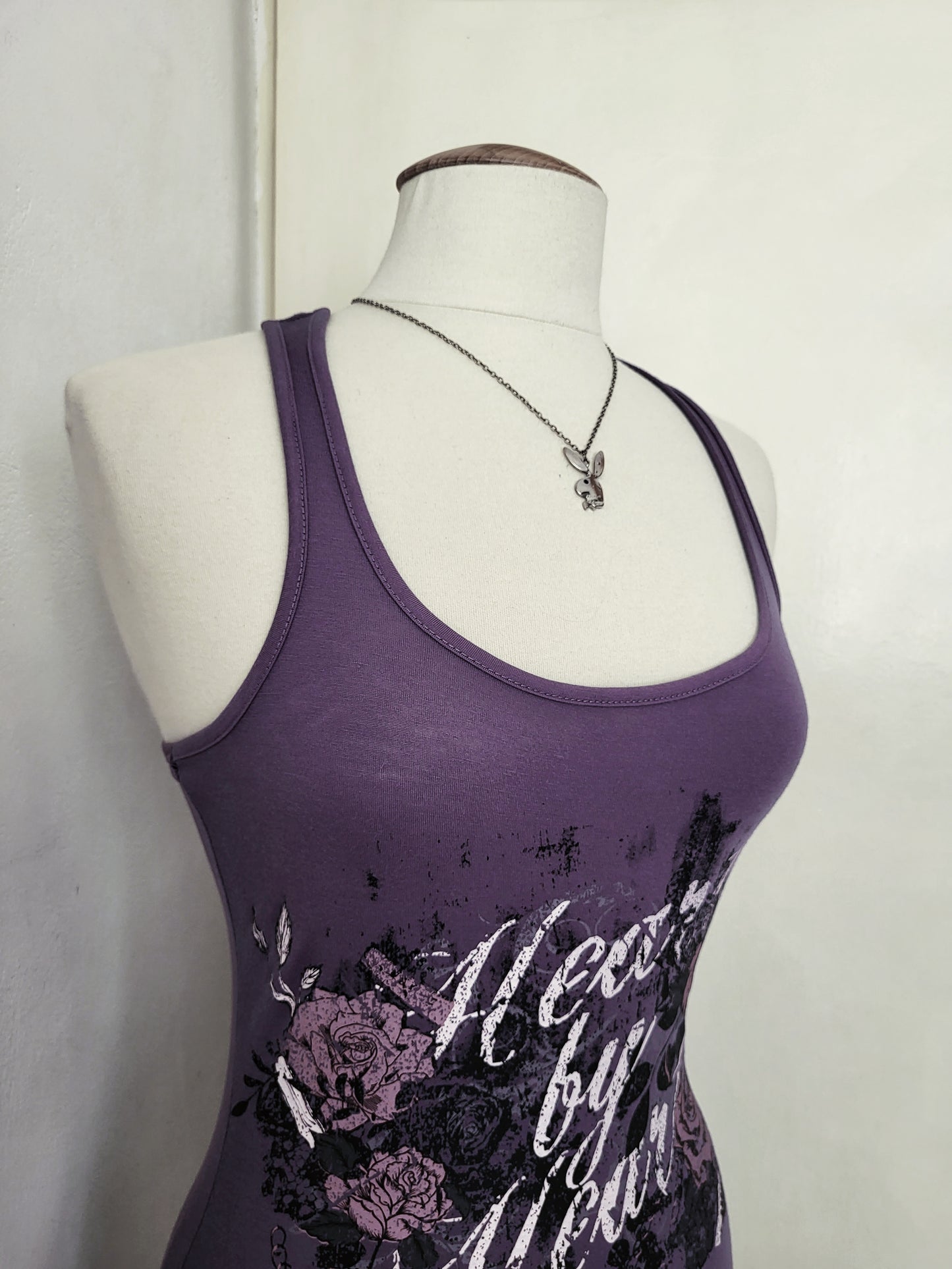 Y2K emo/scene purple print dress with lace hem detail ππ