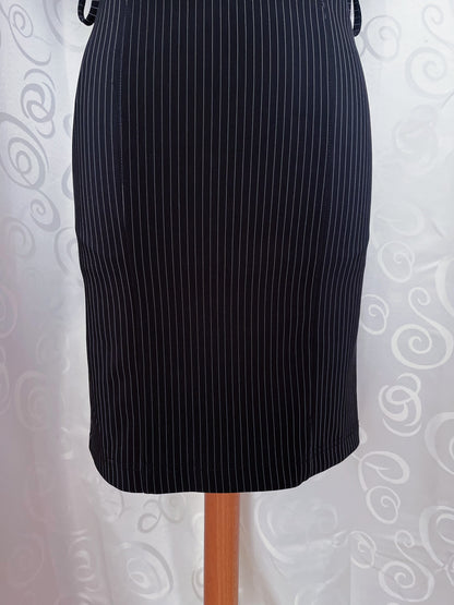 00’s new deadstock Office Goth striped & mesh dress with ruffle detail 🕷️