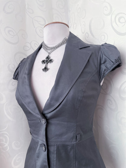 00’s Dark Coquette grey short-sleeved blazer 🕸️🌀