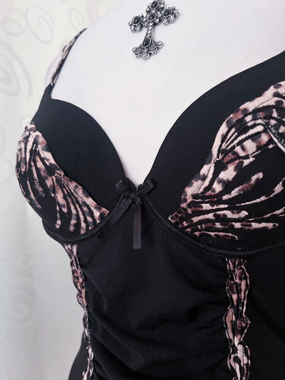 Black & leopard print mesh corset 🐆🕷️