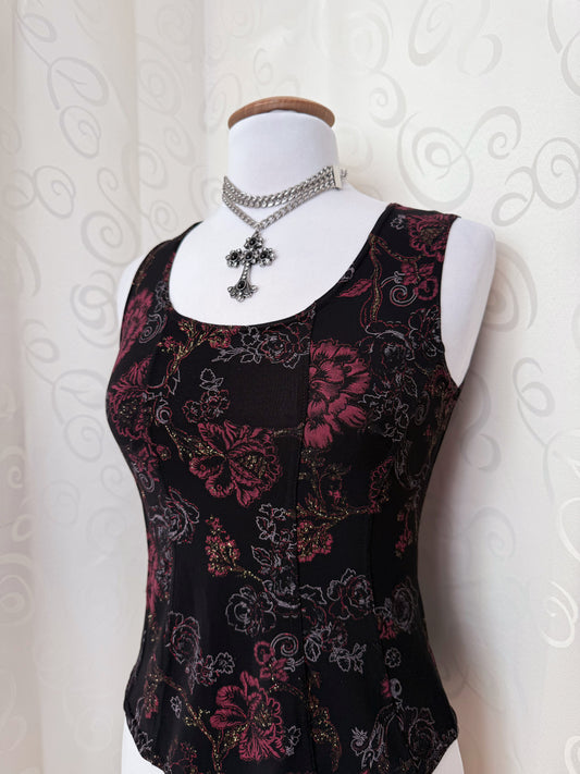 Whimsygoth strass floral cami top 🥀