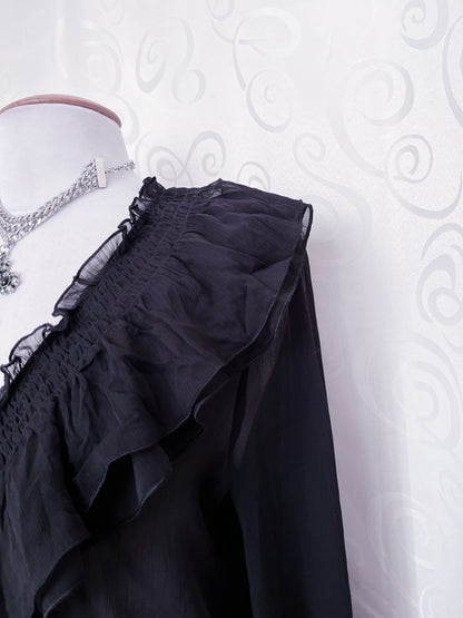 Gothic/Jirai Kei ruffle mesh shirt 🌀✨