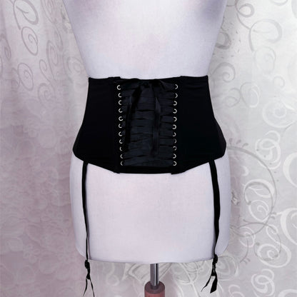 Gothic lace-up waist corset with garters 🕷️🕸️