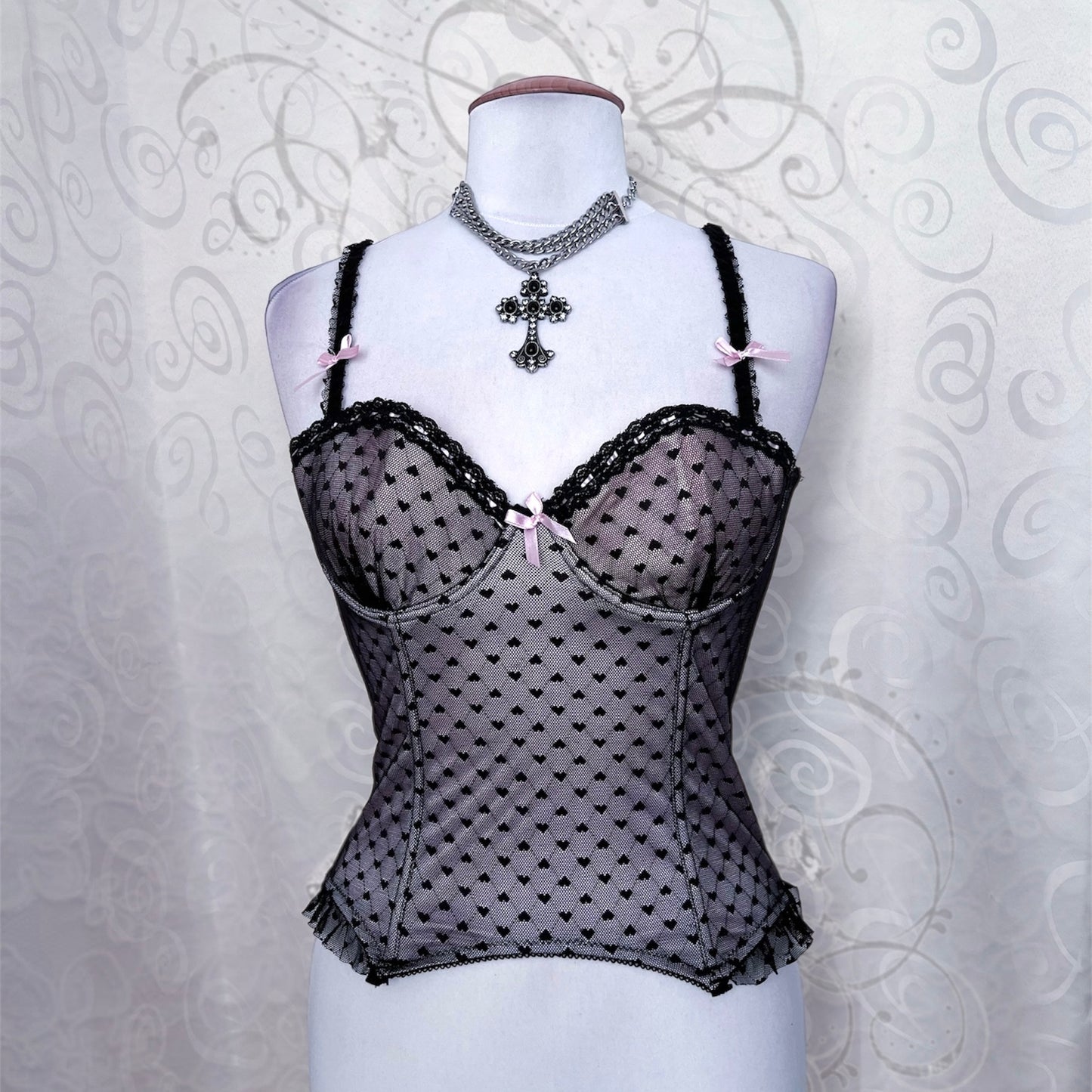 Whimsy coquette lacey hearts corset 💜🎀