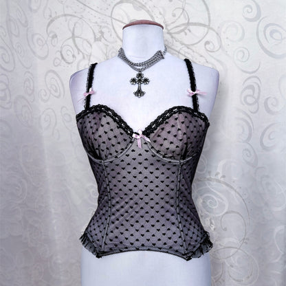 Whimsy coquette lacey hearts corset 💜🎀