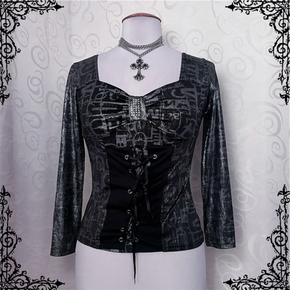 00’s silver lace-up top 🩶🕷️