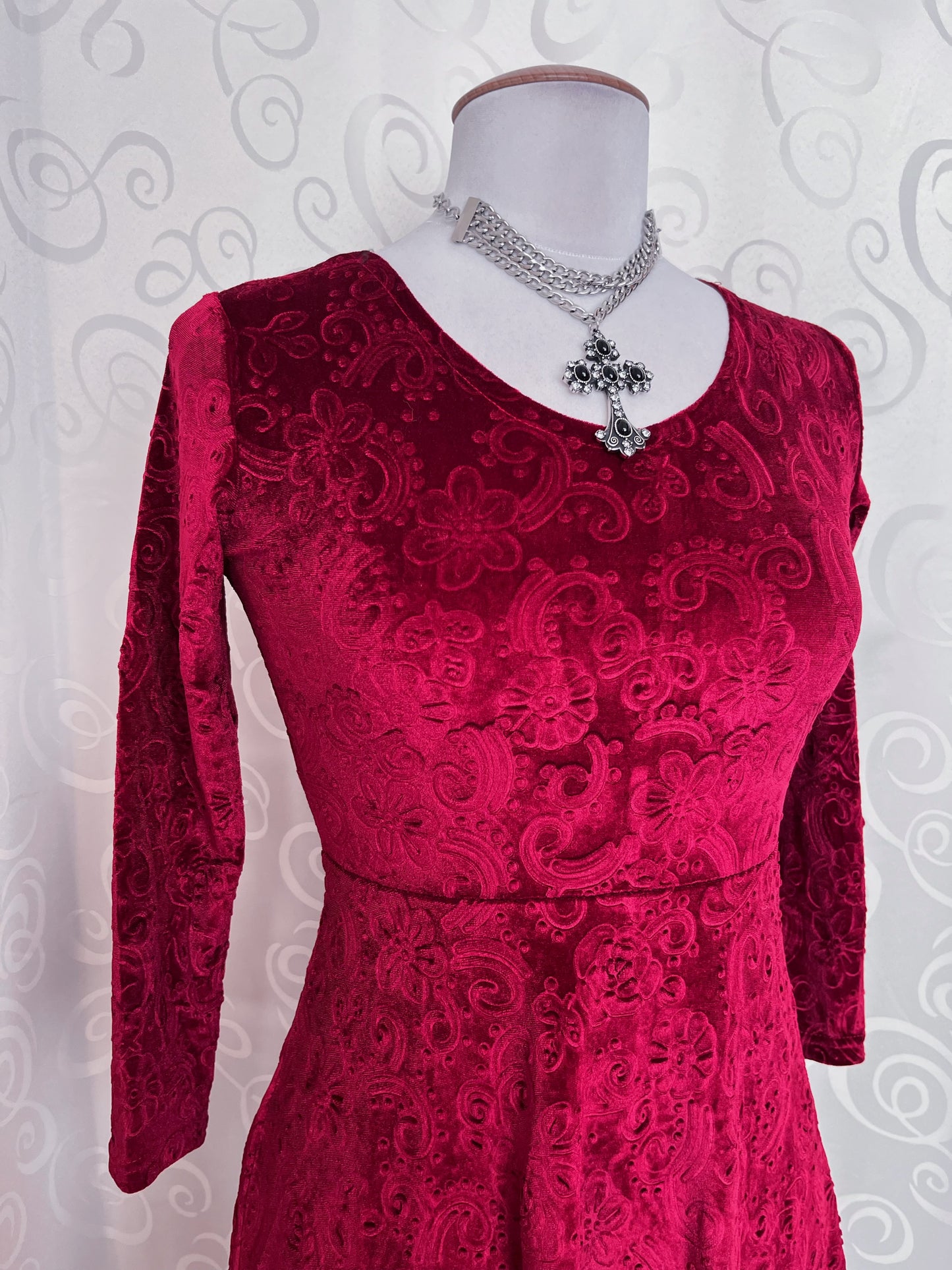 Whimsygoth Vampire red embossed velvet dress ❤️🕸️