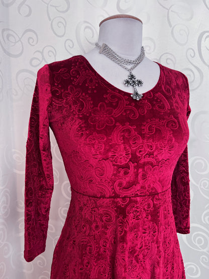 Whimsygoth Vampire red embossed velvet dress ❤️🕸️