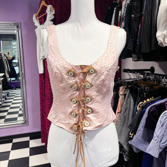 Vintage coquette linen & leather corset top 💕