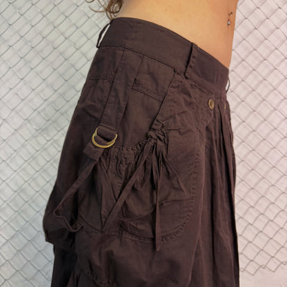 00’s dark brown steampunk style balloon skirt 🌀🐌
